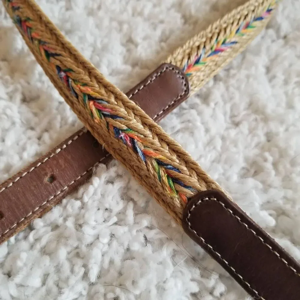 Vintage Eddie Bauer Leather + Woven Belt S